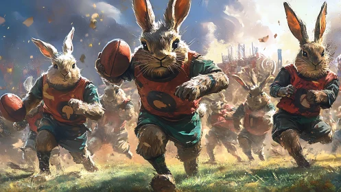 Rabbit rugby squad charges down dusty field in chaos