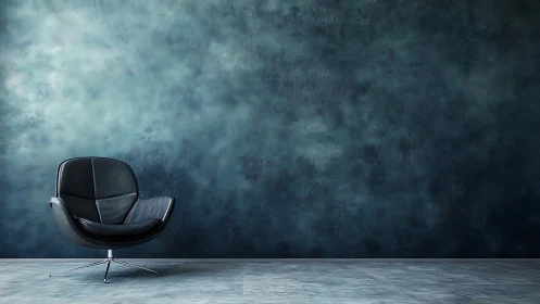 Midnight lounge chair resting in a stormy teal void.