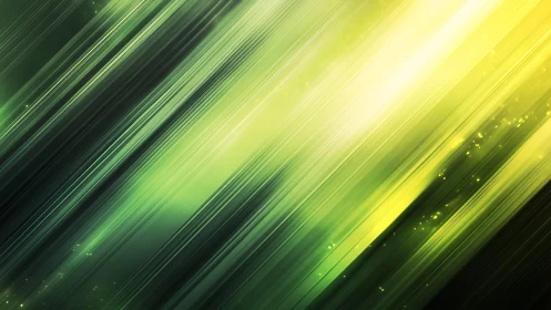 Abstract green and yellow diagonal light streaks digital art.