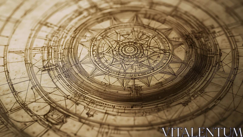 Radial geometric diagram with concentric technical rings.