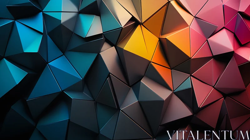 Prismatic geometric wall with vivid faceted gradients.