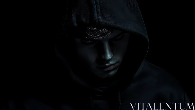 Brooding hooded loner carved from midnight and moonlight.