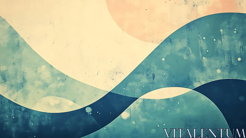 Soft ocean waves drift gently under a hazy pastel sun