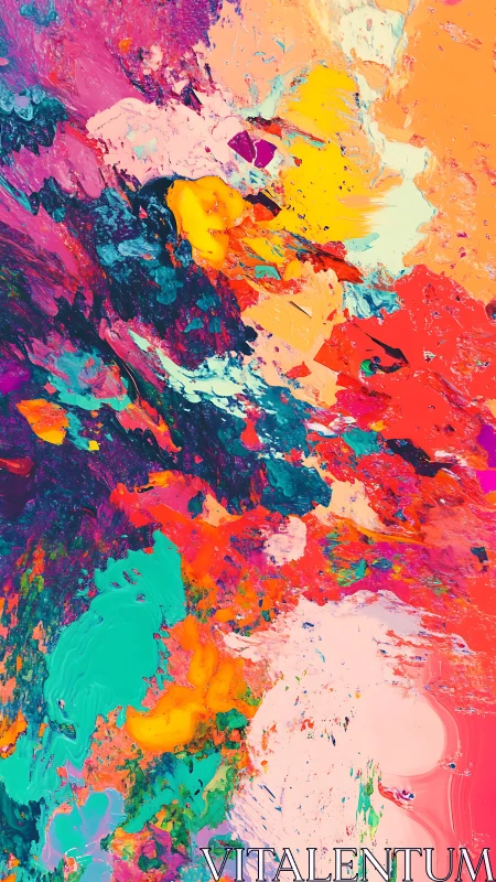 Multicolored abstract paint swirls form dense layered texture