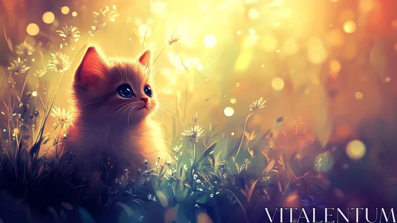 Sunlit Whisker Dreams: A Kitten's Golden Hour Reverie.