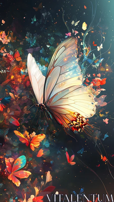 Celestial butterfly bloom in a swirling nebula of color.