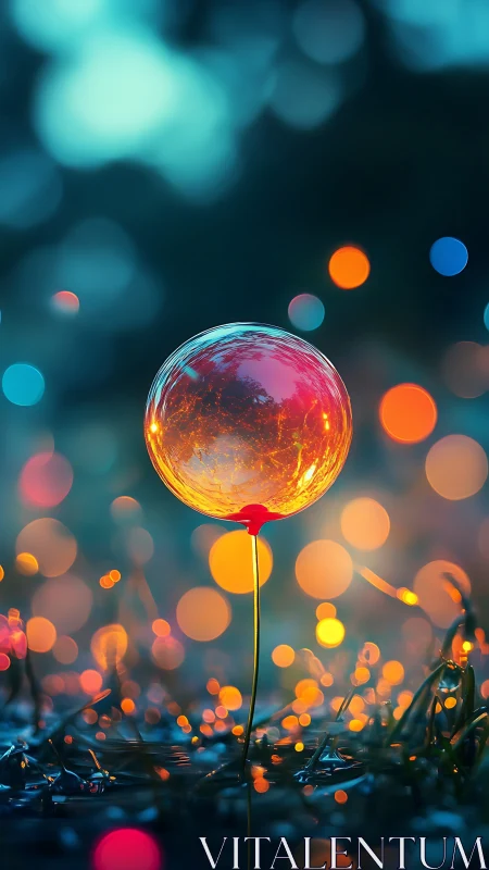 Glowing bubble lantern floats gently above sparkling grass