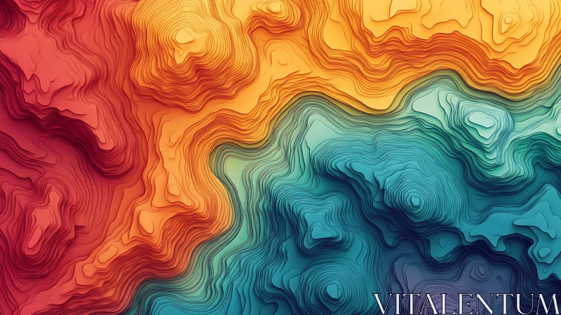 Contours of molten color carve a dreamlike digital terrain