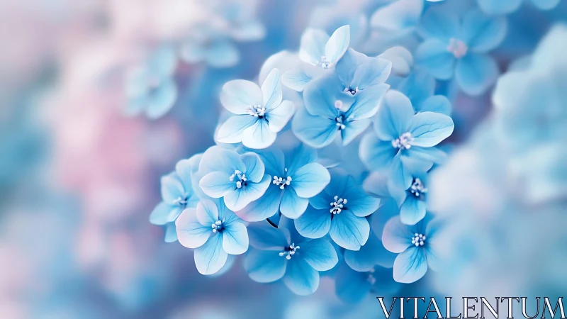 Blue Forget-me-not Flowers in Close Macro Photography.