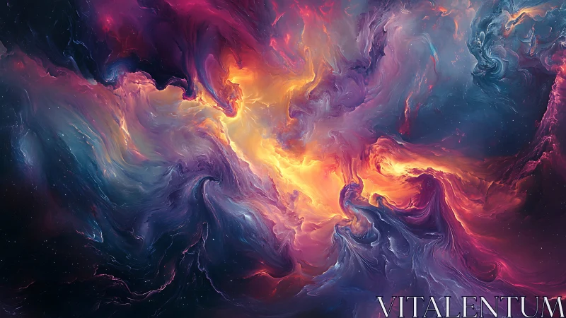Celestial nebula swirls ignite a radiant cosmic storm.
