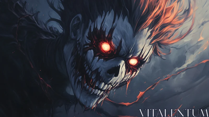 Infernal skull comet screaming across storm-slashed night.