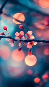 Cherry Blossoms and Bokeh: Luminescent Macro Study in Cinematic Tones.