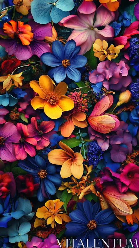 Vibrant Flower Garden Arrangement with Multicolored Blooms