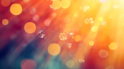 Colored light bokeh forms radial gradient with glowing orbs