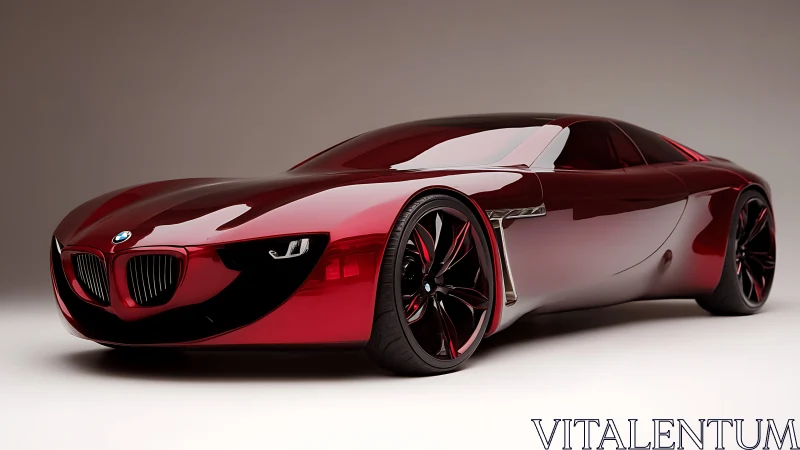 Sleek ruby concept car glides forward with confident elegance