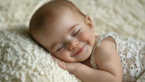 Peaceful Sleeping Infant Portrait in Soft Natural Lighting.