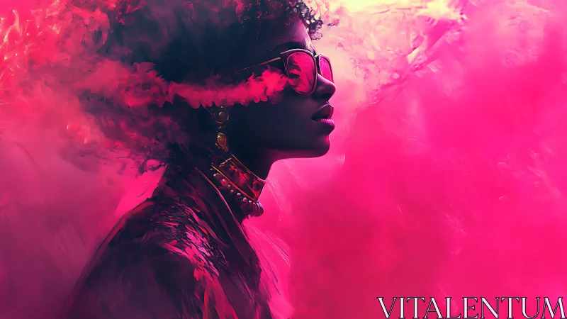 Neon cloud crowned muse in electric magenta daydreams.