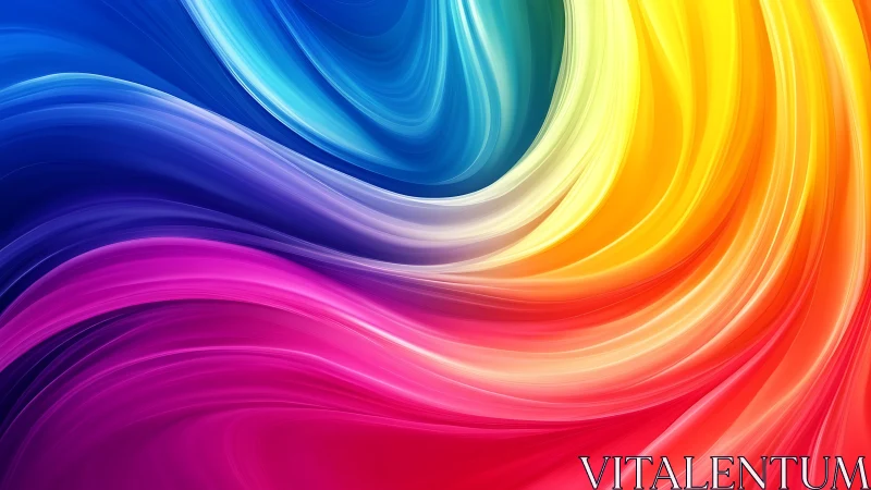 Curved multicolor digital waves in gradient flowing bands.