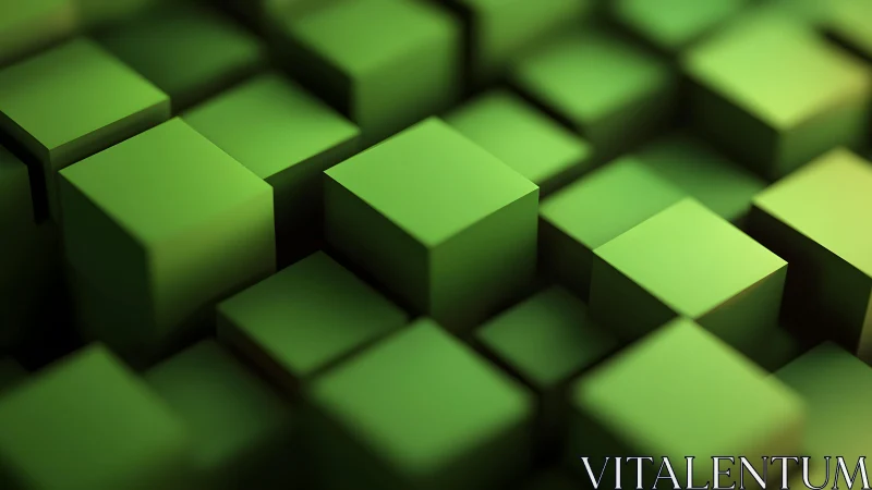 Green cubic array forms staggered geometric 3D surface