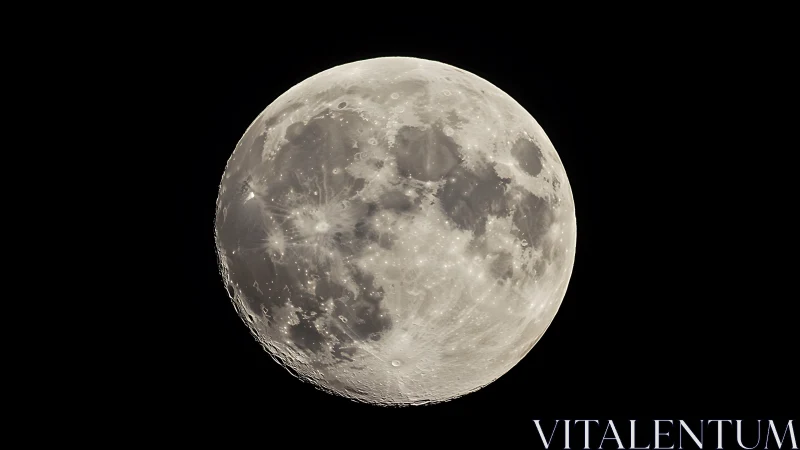 Full moon close-up with crisp crater detail against black sky.