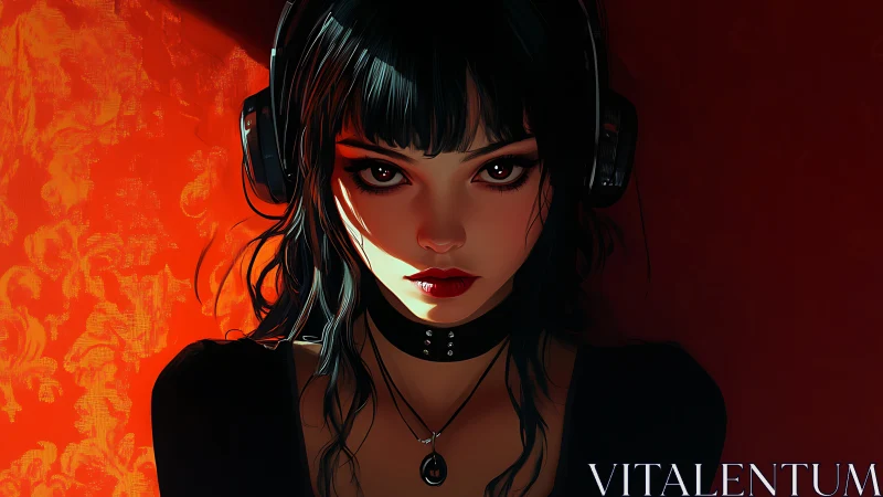 Headphoned midnight muse carves silence into sharp rhythm