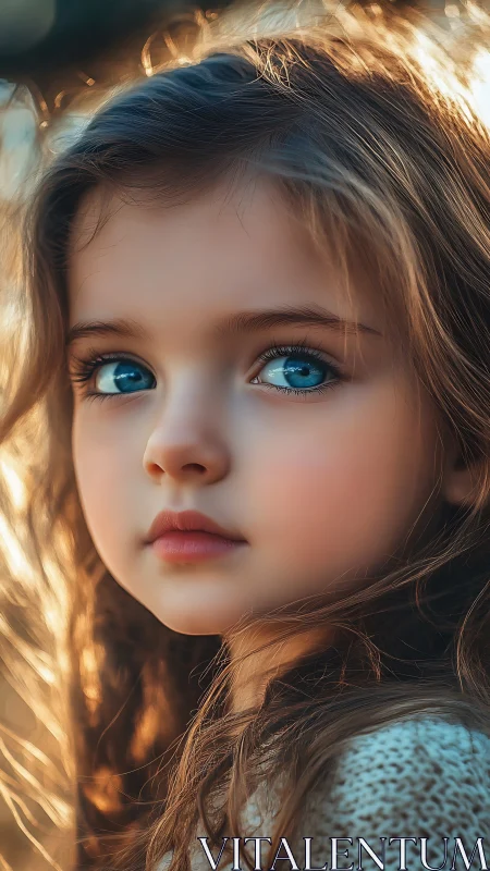 Golden Hour Wonder: A Child's Thoughtful Gaze.