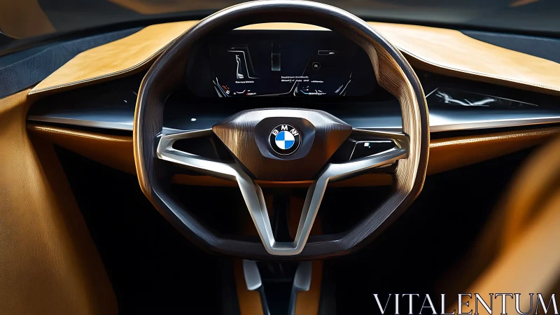 BMW concept steering wheel with digital cockpit detail.