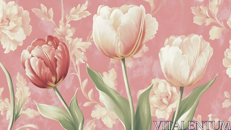 Tulip Composition Against Pink Background