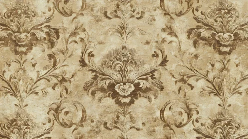 Muted brown damask pattern repeats across textured field