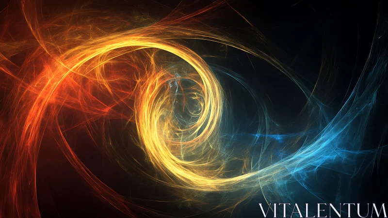 Stellar vortex of fire and ice swirling in electric harmony.