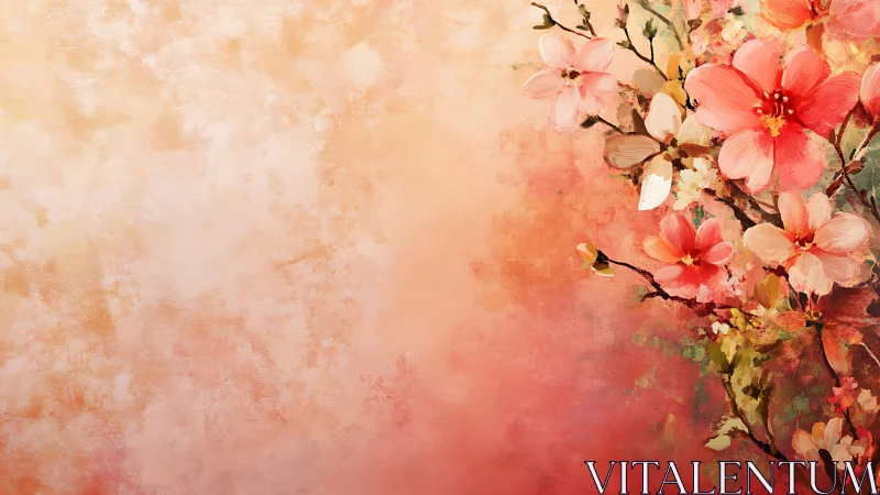 Soft Coral Blooms Dance Across a Dreamy Watercolor Sky