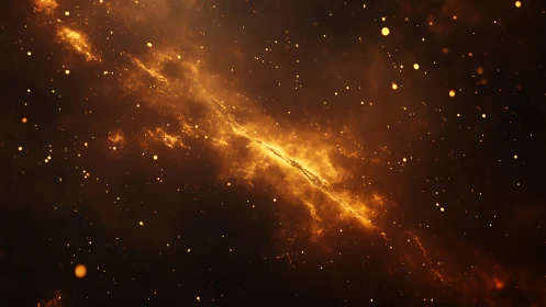 Stellar nebula filament with glowing particulate dust field