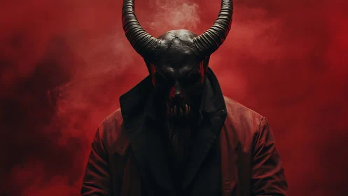 Horned demon figure dominates crimson smoke backdrop.