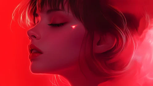 Velvet neon serenity kisses the dark with a glowing tear