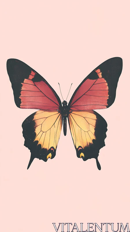 Softly poised butterfly rests in gentle pastel warmth