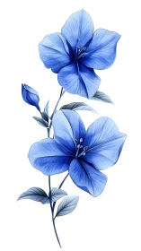 Delicate Blue Flowers: Botanical Watercolor Study