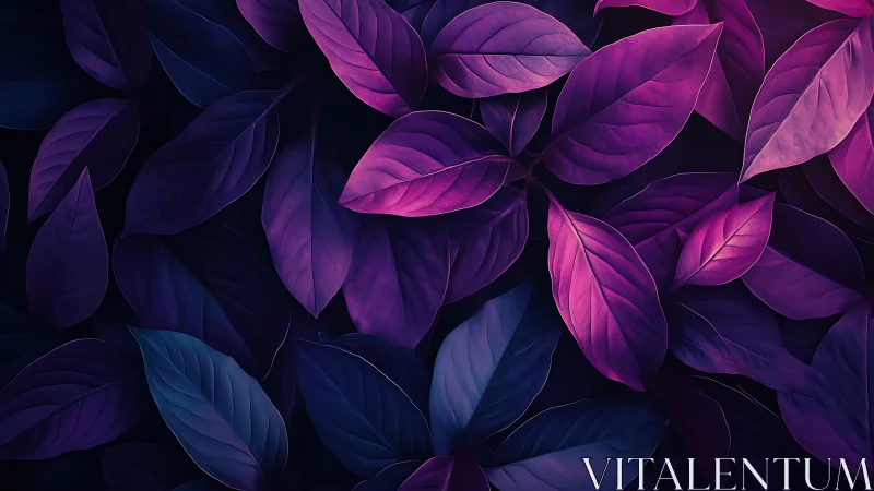 Purple and blue leaves form dense overlapping foliage pattern