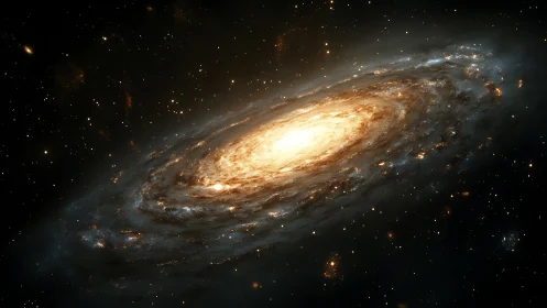 Starlit spiral galaxy blazing with molten cosmic starlight.