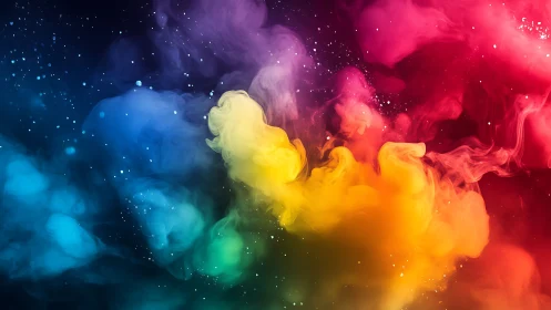 Prismatic nebula swirls ignite a cosmic cloud of color.