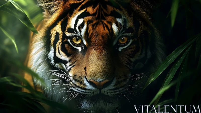 Tiger portrait uses directional rim lighting and shallow depth