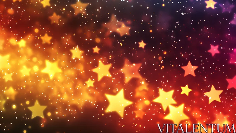 Defocused star bokeh field with warm gradient emission and depth