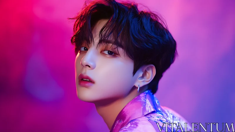 Digital portrait shows side-lit subject in saturated lighting