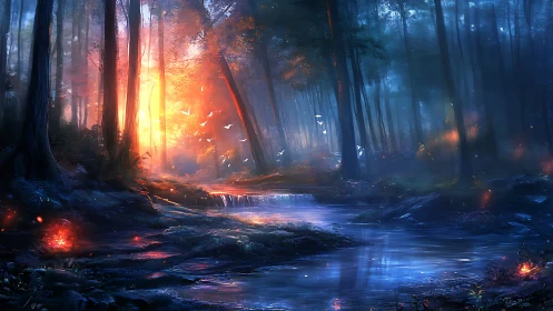 Enchanted Forest Stream at Dawn.