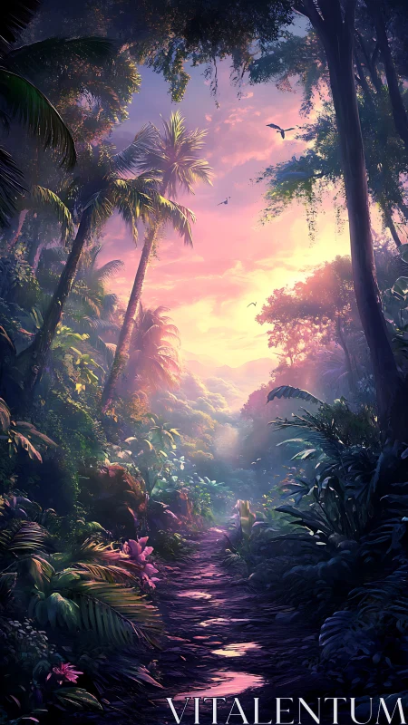 Enchanted Forest Pathway at Golden Hour.