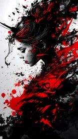 Crimson thoughts unravel in an inkstorm of silent defiance.