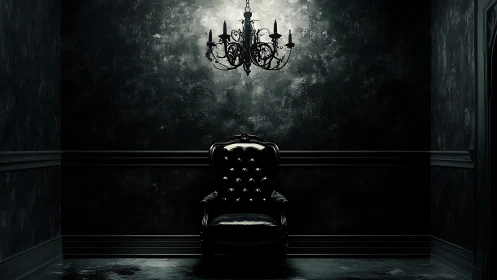 Moody velvet shadows gather around a lonely dark throne.