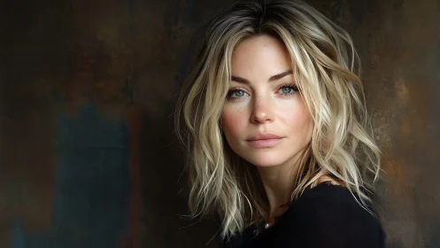 Quiet confidence in soft light and tousled blonde hair.