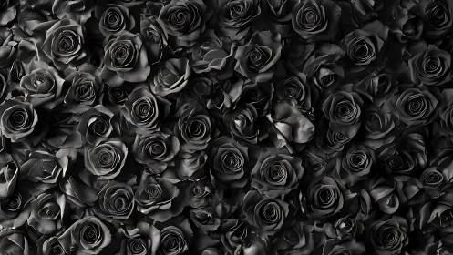 Black Roses Dense Arrangement Overhead View