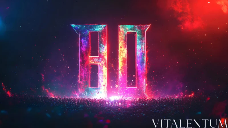 Neon 80s Style Digital Art with Vibrant Colors and Glowing Effects.