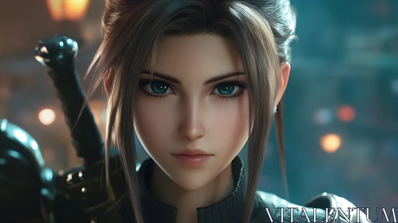 Fearless warrior girl with kind eyes and quiet strength.